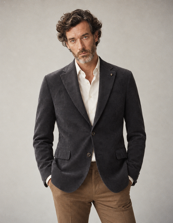 CG Theo corduroy colbert Modern Fit blauw