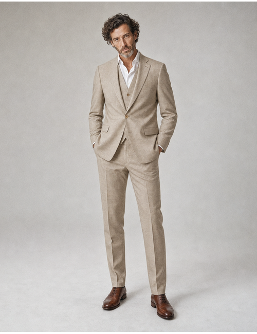 CG Sendrik wollen broek met stretch beige