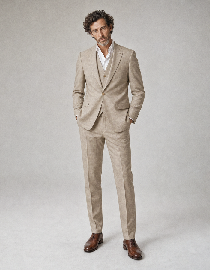 CG Sendrik wollen broek met stretch beige