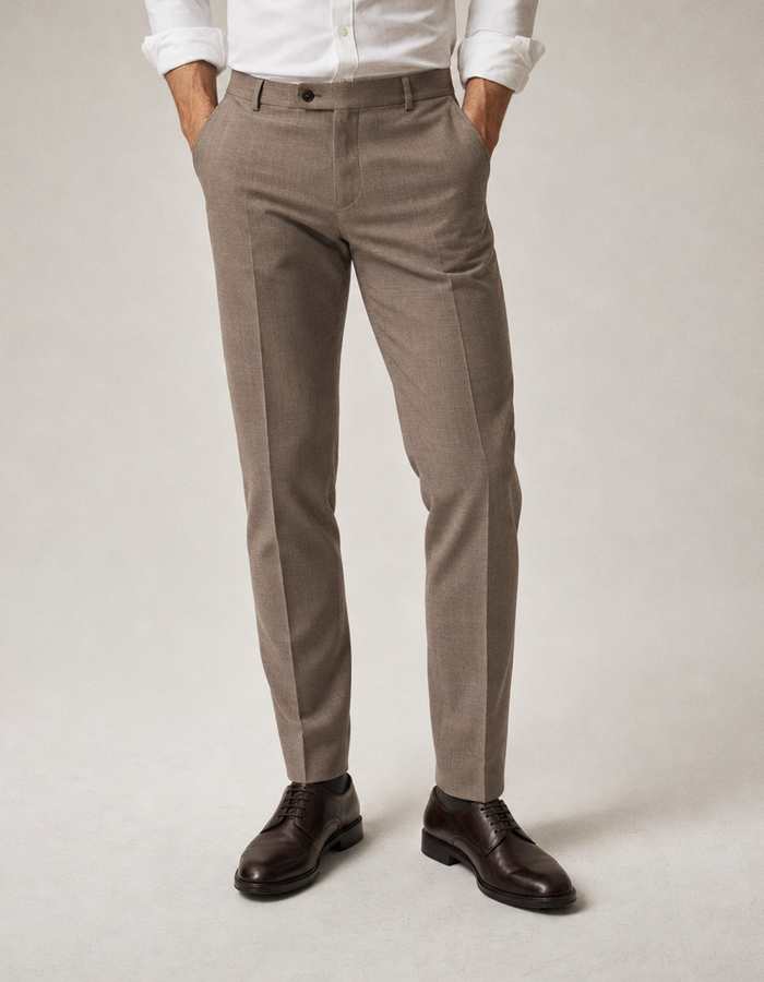 CG Sendrik broek met wol en stretch beige