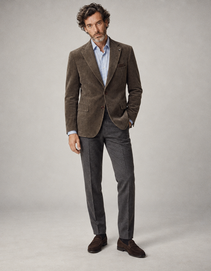 CG Theo corduroy colbert Modern Fit bruin