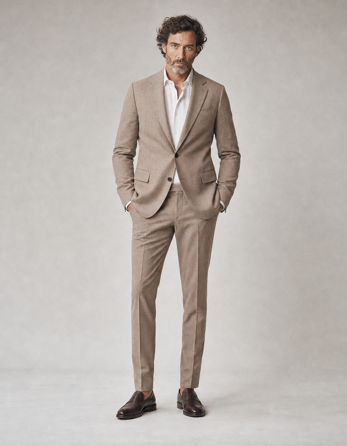 CG Sendrik broek met wol en stretch beige