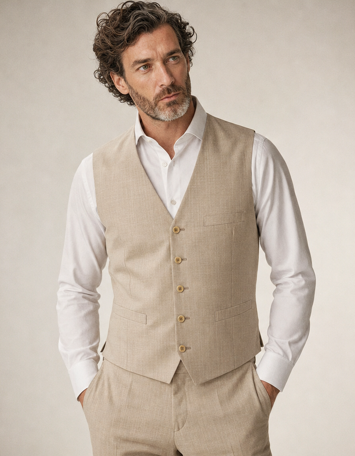 CG Winslow wollen gilet met stretch beige