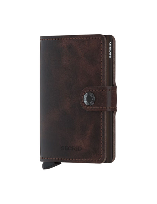Miniwallet Vintage met knoopsluiting chocolate