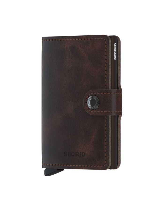 Miniwallet Vintage met knoopsluiting chocolate