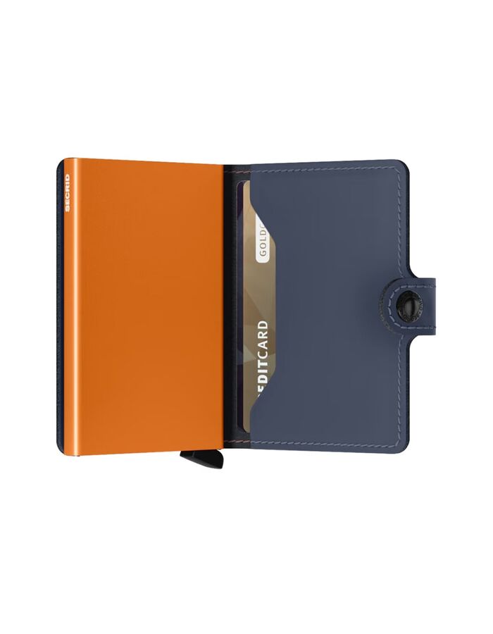 Miniwallet Matte met knoopsluiting nightblue & orange