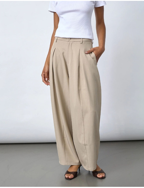 Gaki-pa3 - wide-leg broek met plooien zandmelange