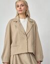Gaki-bl - korte blazer met ballonmouwen zandmelange