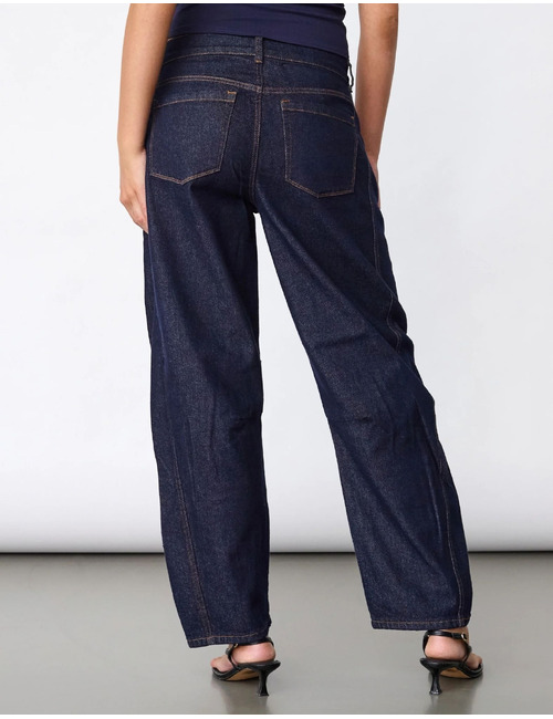 Fiora-barrel3 - barrel jeans met contraststiksels donkerblauw