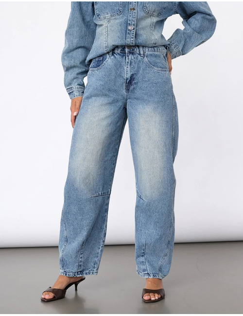 Fiora-barrel barreljeans met vintage wassing lichtblauw