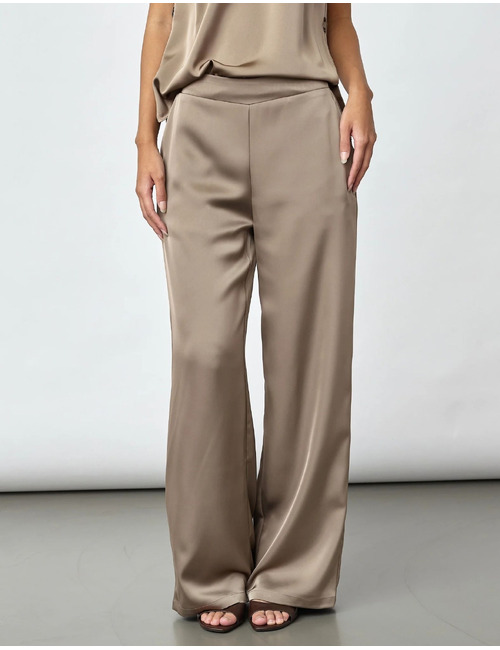 Verina-pa8 - satijnen wide-leg broek taupe