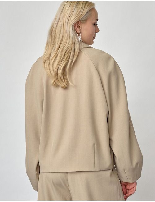Gaki-bl - korte blazer met ballonmouwen zandmelange
