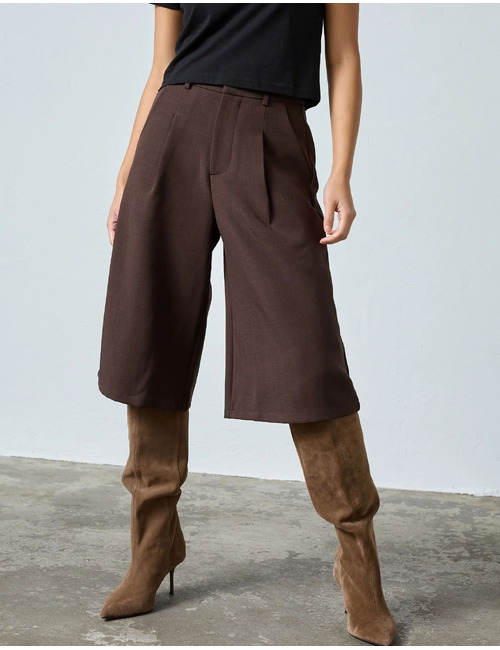 Great-l.sho2 - culottebroek met hoge taille donkerbruin