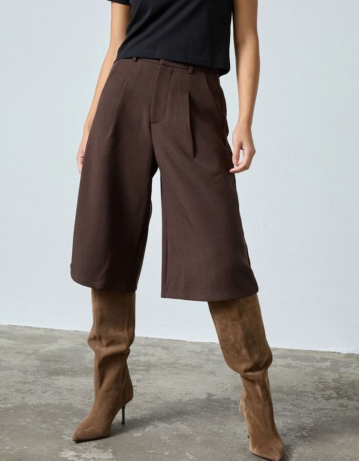 Great-l.sho2 - culottebroek met hoge taille donkerbruin