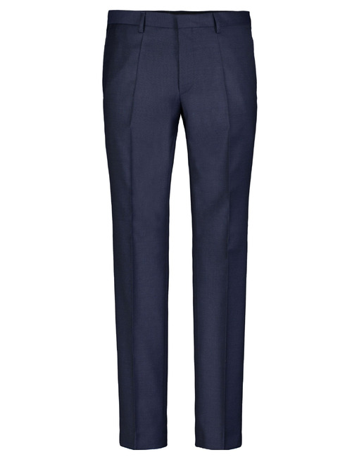 Broek slim fit in scheerwol donkerblauw