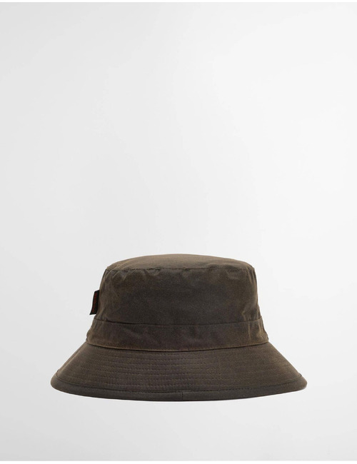 Waxed Bucket Hat in gewaxt katoen olive