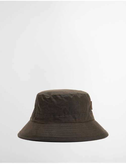 Waxed Bucket Hat in gewaxt katoen olive