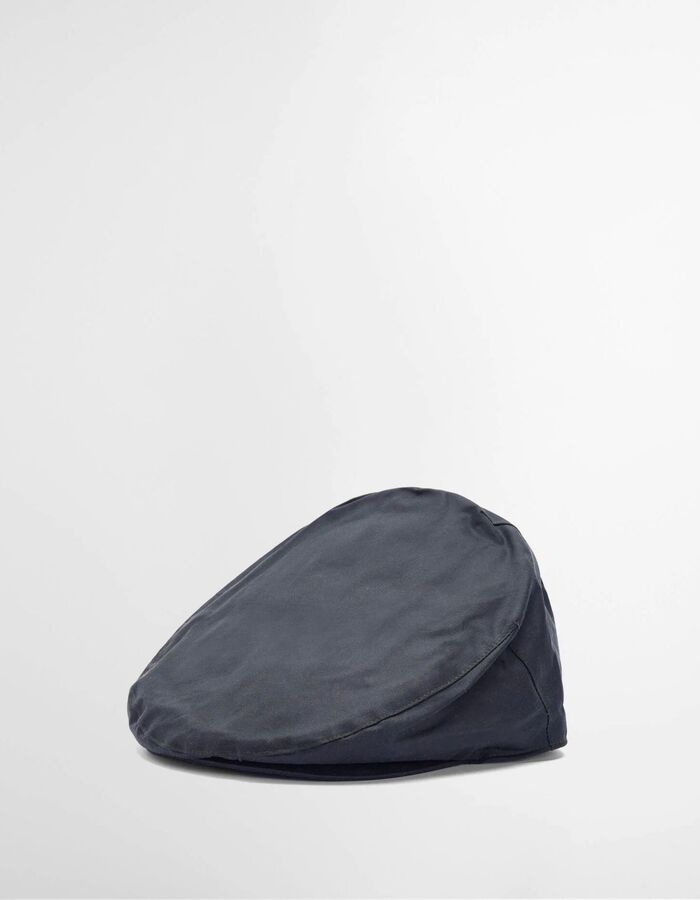 Waxed Flat Cap in gewaxt katoen navy