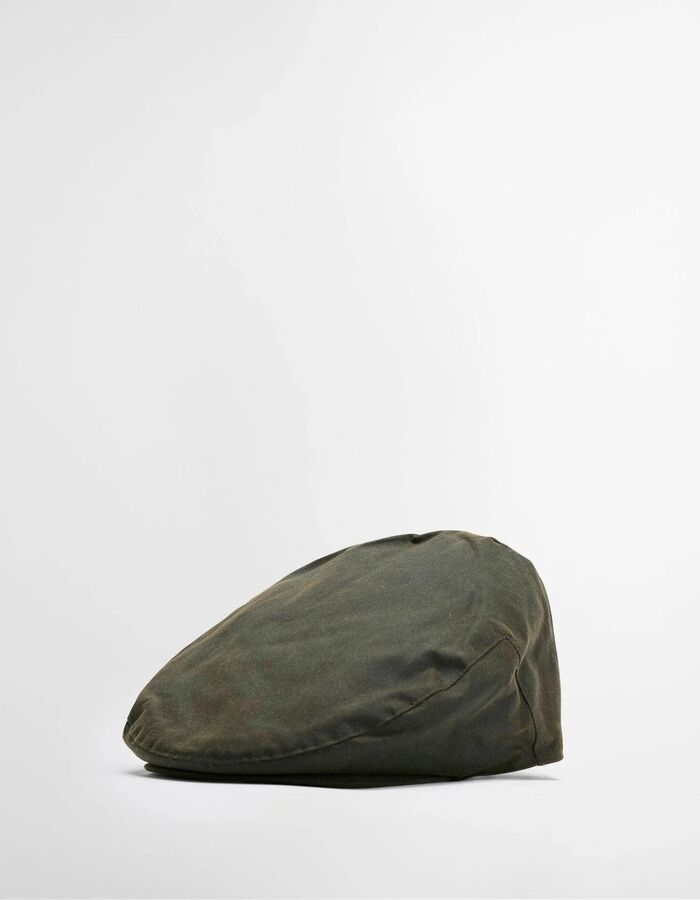 Waxed Flat Cap in gewaxt katoen olive