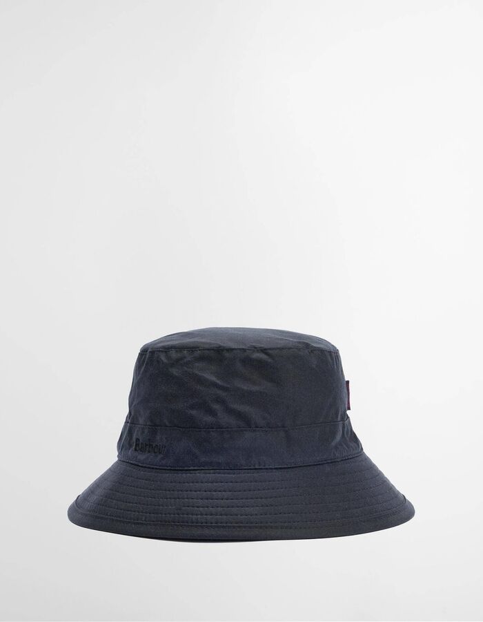 Waxed Bucket Hat in gewaxt katoen navy