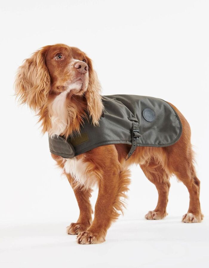 Waxed Dog Coat hondenjas in gewaxt katoen olive