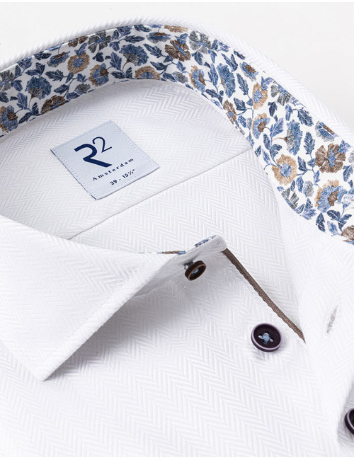 Hemd met bloemenprintdetails wit