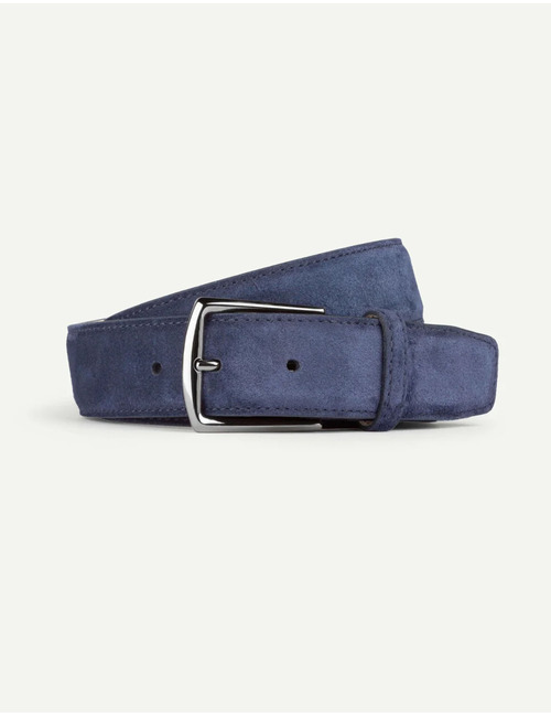 Donkerblauwe suède riem met gunmetal gesp