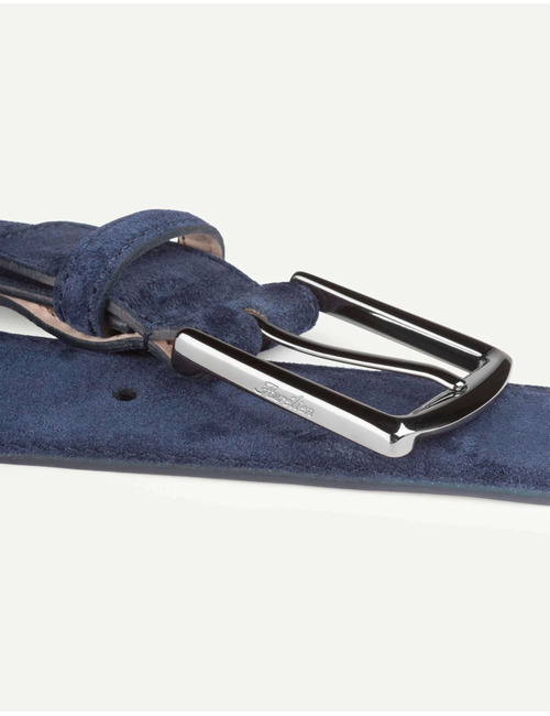 Donkerblauwe suède riem met gunmetal gesp