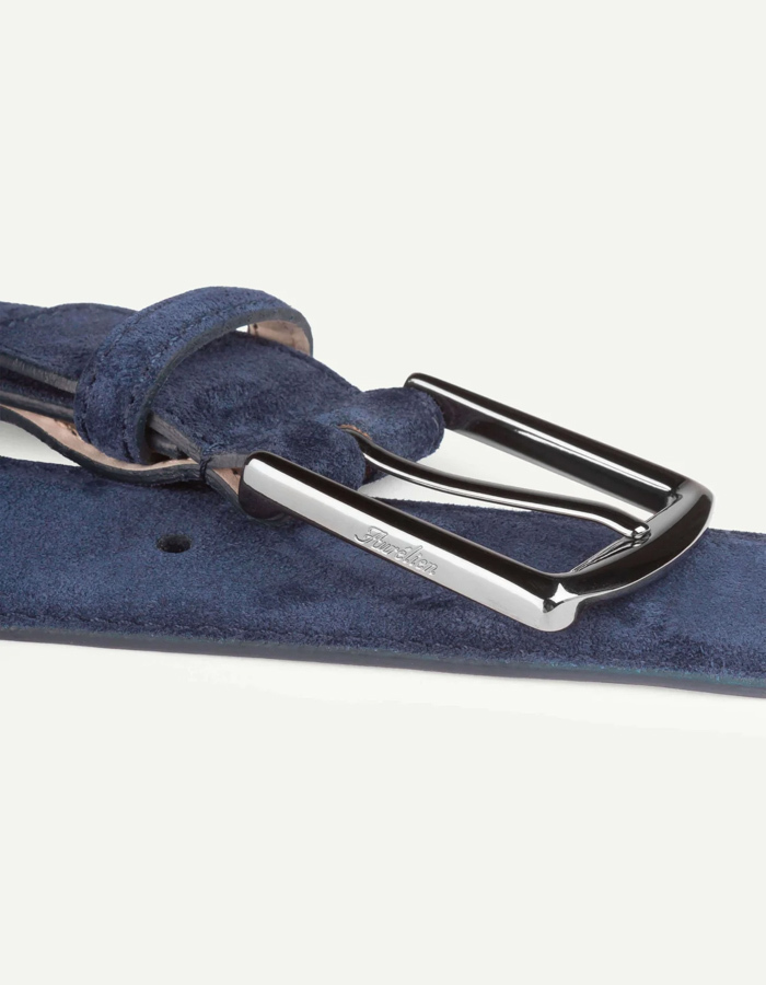 Donkerblauwe suède riem met gunmetal gesp