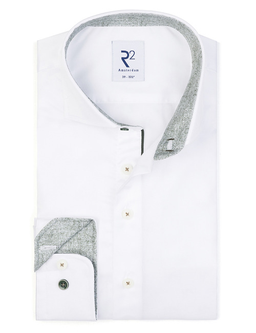 Hemd met groene kraagdetails wit