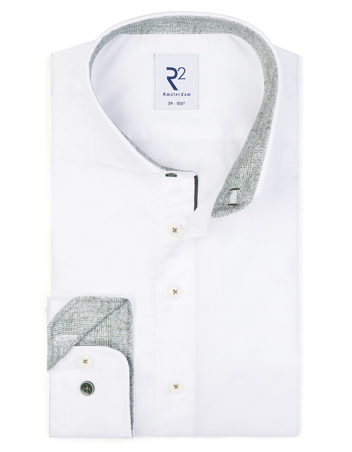 Hemd met groene kraagdetails wit