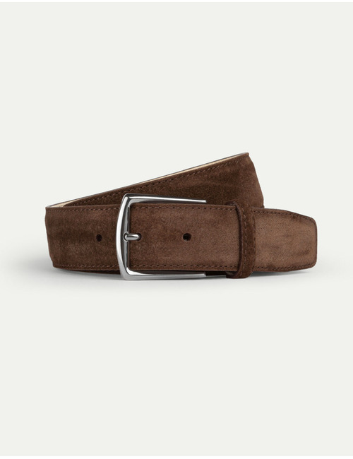 Chocoladebruine suède riem met gunmetal gesp