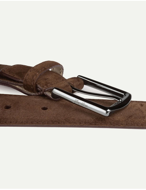 Chocoladebruine suède riem met gunmetal gesp