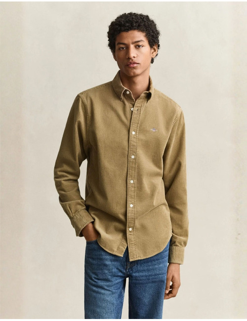 Chemise en velours côtelé light taupe