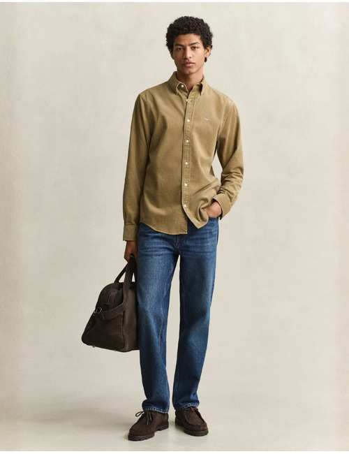 Chemise en velours côtelé light taupe