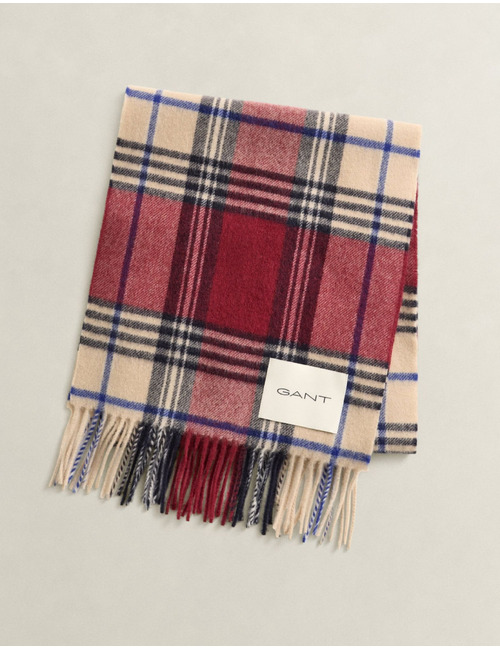 Sjaal van merinowol met ruitmotief plumped red