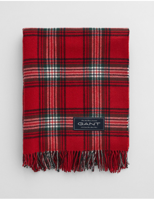 Extra Fine Merino Wool Throw plaid ruby red
