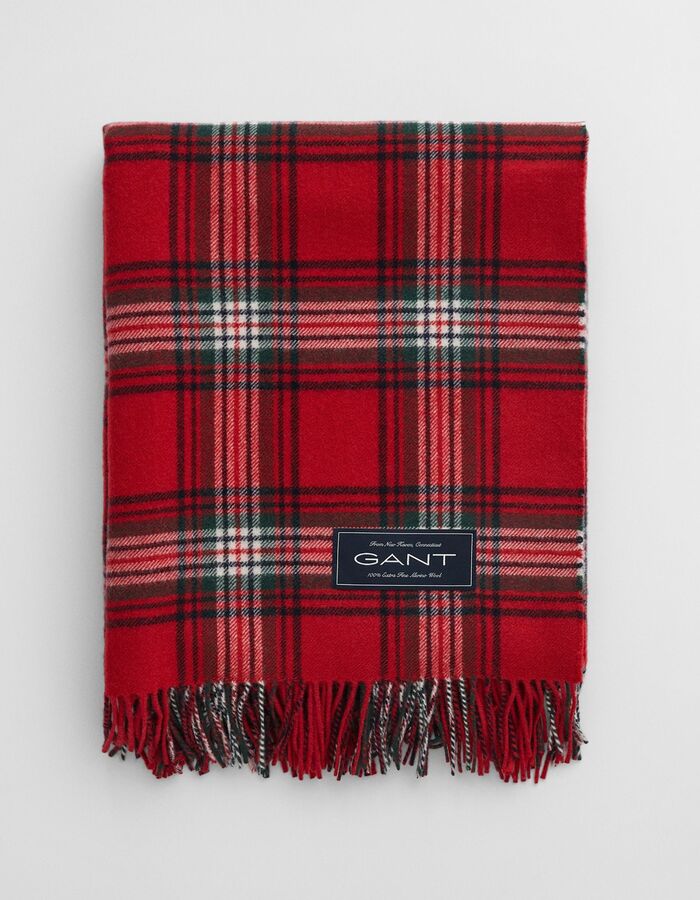 Extra Fine Merino Wool Throw plaid ruby red