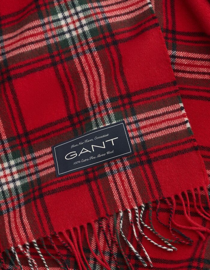 Extra Fine Merino Wool Throw plaid ruby red