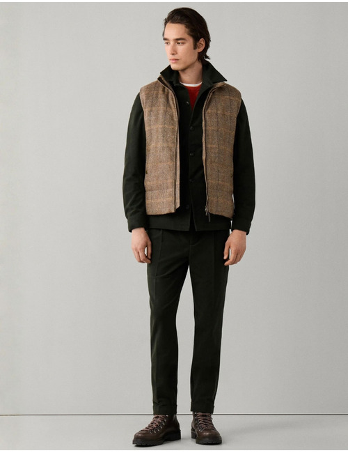 Wool Blend Tattersall gewatteerde gilet tetley beige