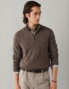 Lambswool Cable Knit trui met kwart rits putty beige