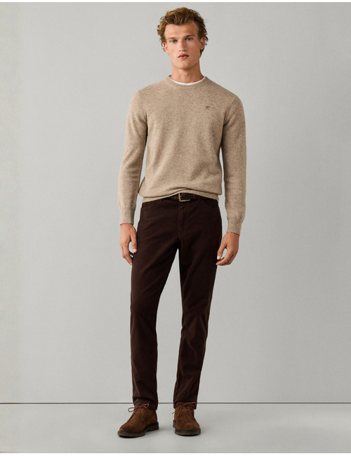 Lambswool Crew Neck trui met ronde hals cream white