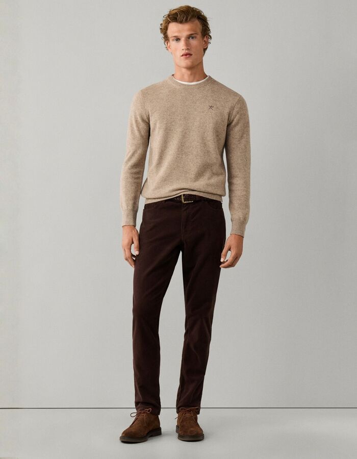 Lambswool Crew Neck trui met ronde hals cream white