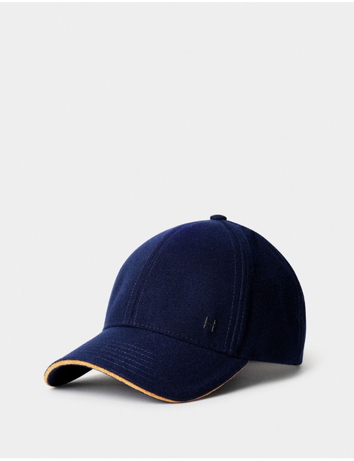 Flannel baseballpet met nubuck bies navy