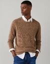 Merino Wool Donegal trui met ronde hals tetley beige