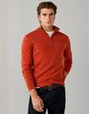Lambswool trui met kwart rits spice orange
