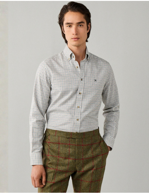 Tailored Fit geruit flanellen hemd hunter green