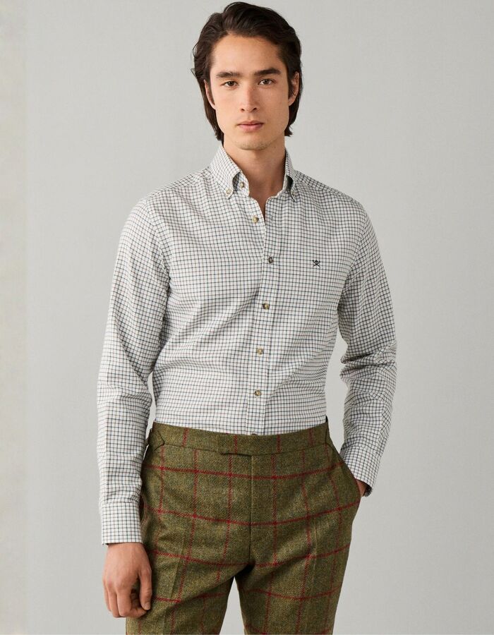 Tailored Fit geruit flanellen hemd hunter green