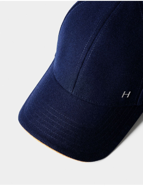 Flannel baseballpet met nubuck bies navy
