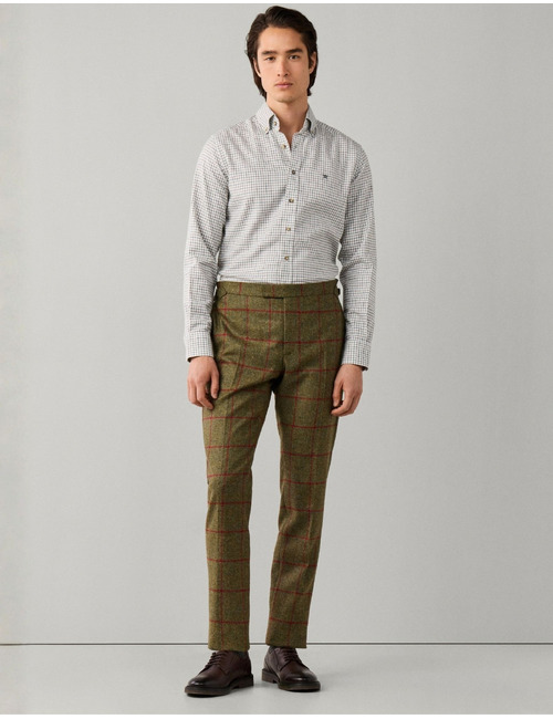 Tailored Fit geruit flanellen hemd hunter green